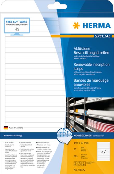 Hovedbilde MOVABLES avtagbare etiketter, 25 ark, 192x10 (675 ...