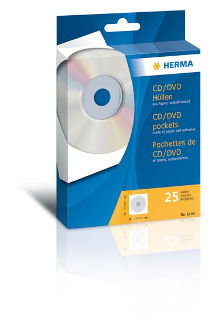 Hovedbilde CD/DVD lommer 124x124mm, selvkl. bakside, hvit 25 ...