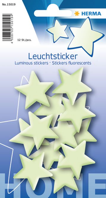 Hovedbilde HERMA selvlysende stickers, Stjerner, 12 stk ...
