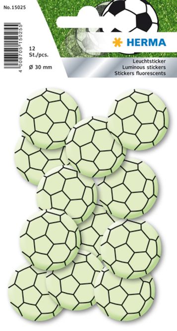 Hovedbilde HERMA selvlysende stickers, Små fotball, 12 stk ...