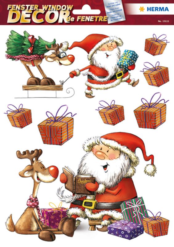 Vindusdekor Nisse, selvklebende folie, 8 stk (5-pakk)