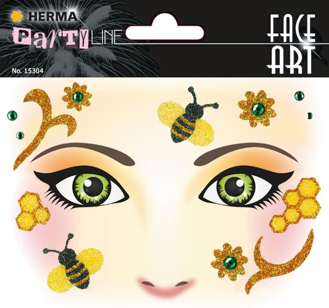 Hovedbilde FACE ART Sticker Honey Bee til ansiktet, 1 ark (5 ...