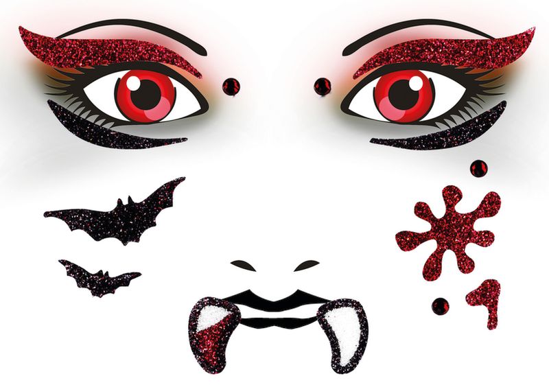 FACE ART Sticker Vampire til ansiktet, 1 ark (5 pakk)