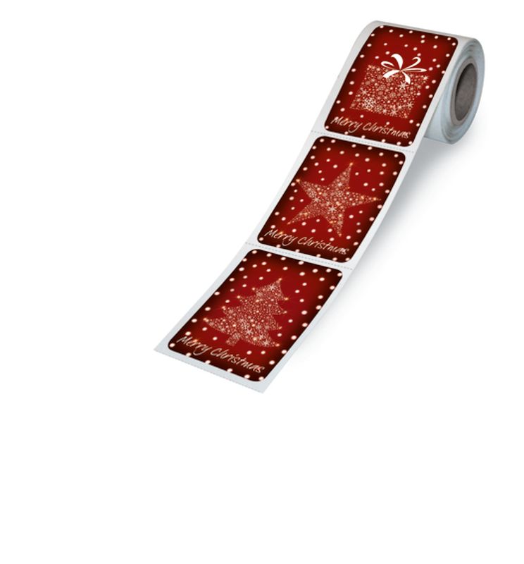 Juleetiketter, Merry Christmas, 3 motiver (200 stk)
