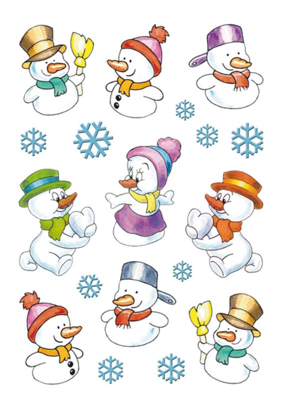 DECOR Stickers Glade snømenn, 3 ark (10 pakk)