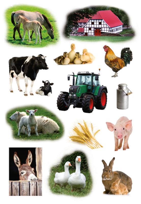 DECOR Stickers Gårdsdyr, 3 ark (10 pakk)