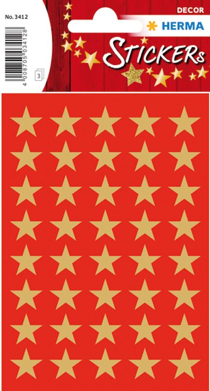 DECOR Stickers Gullstjerner, gullfolie 3 ark (10 pakk)