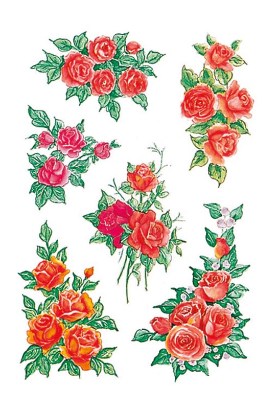 DECOR Stickers Rosebuketter, 3 ark (10 pakk)