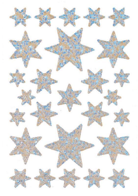 DECOR Stickers Sølvstjerner regnbuefarger, 1 ark (10 pakk)