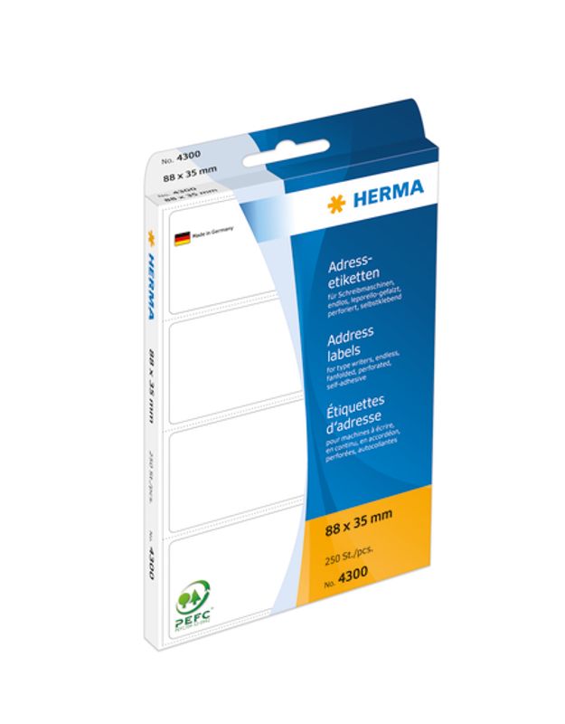 Adresseetiketter i bane, til skrivemaskin 88x35 (250 stk)