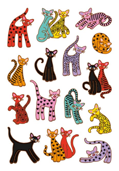 Hovedbilde DECOR Stickers Abstrakte katter, 3 ark (10 pakk)