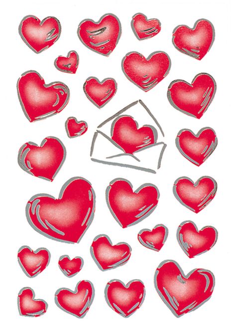 Hovedbilde DECOR Stickers Design hjerter sølvpreg 2 ark (10 ...