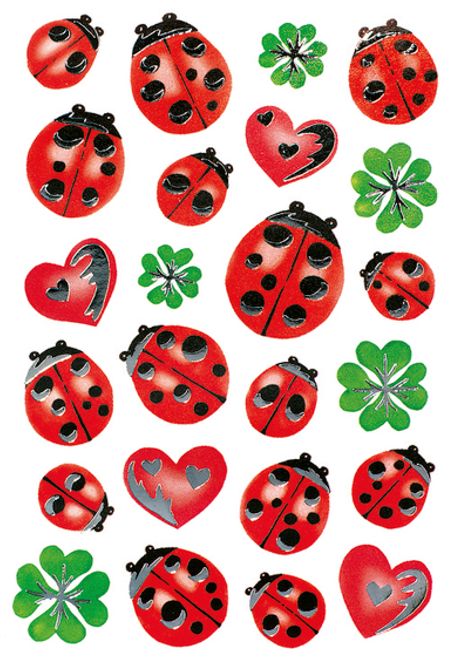 Hovedbilde DECOR Stickers Marihøner med sølvpreg, 2 ark (10 ...
