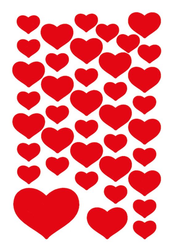 DECOR Stickers Små hjerter papir, 3 ark (10 pakk)