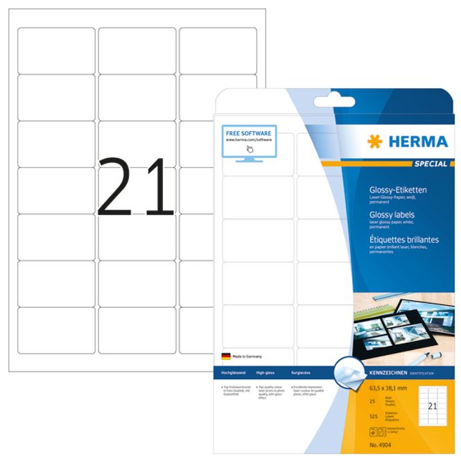Hovedbilde SPECIAL Glossy-etiketter, 25 ark 63.5x38.1 (525 ...