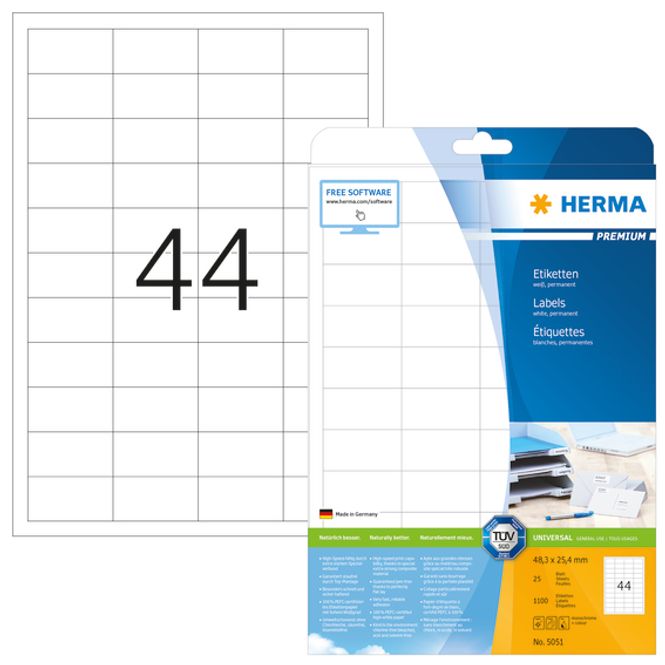 Hovedbilde PREMIUM universaletiketter, papir, 25 ark ...