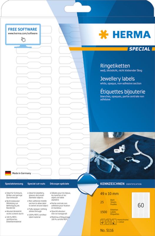 SPECIAL Ringetiketter til skriver 49x10 (25 ark)