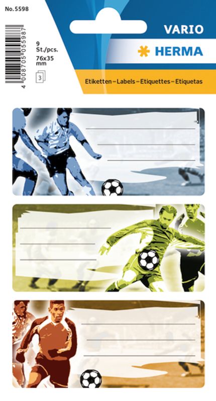 VARIO boketiketter Fotballspillere 3 ark pr. pakning (10 pakk)