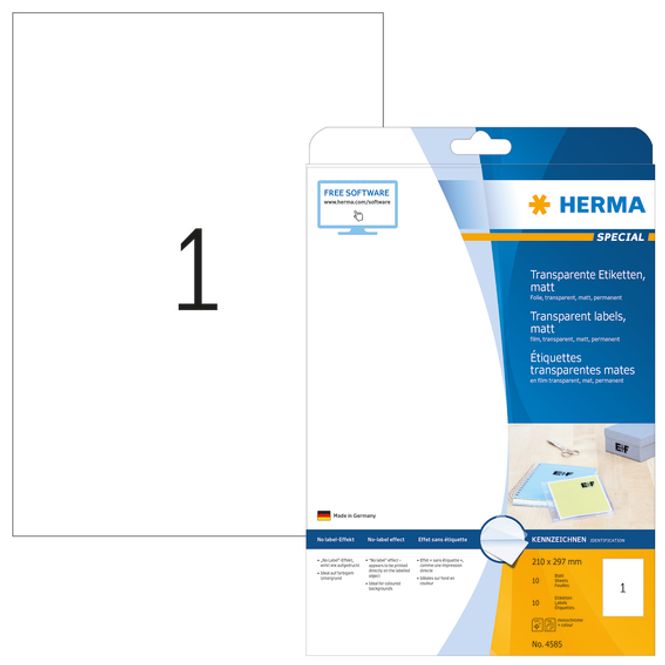 Hovedbilde SPECIAL transparente etiketter, 10 ark, A4, ...