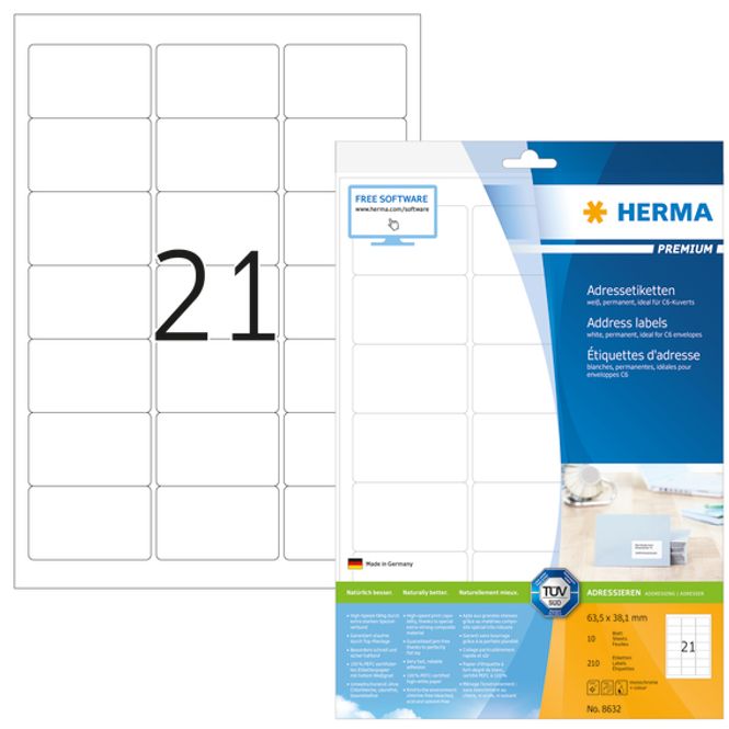 Hovedbilde PREMIUM universaletiketter, papir, 10 ark ...