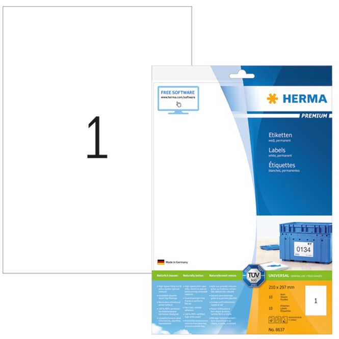 Hovedbilde PREMIUM universaletiketter, A4, 10 ark, 210x297 ...