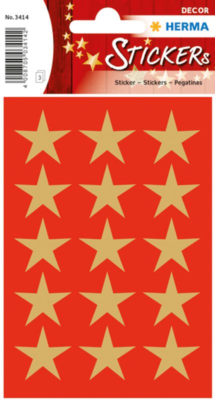 DECOR Stickers Gullstjerner, gullfolie 3 ark (10 pakk)