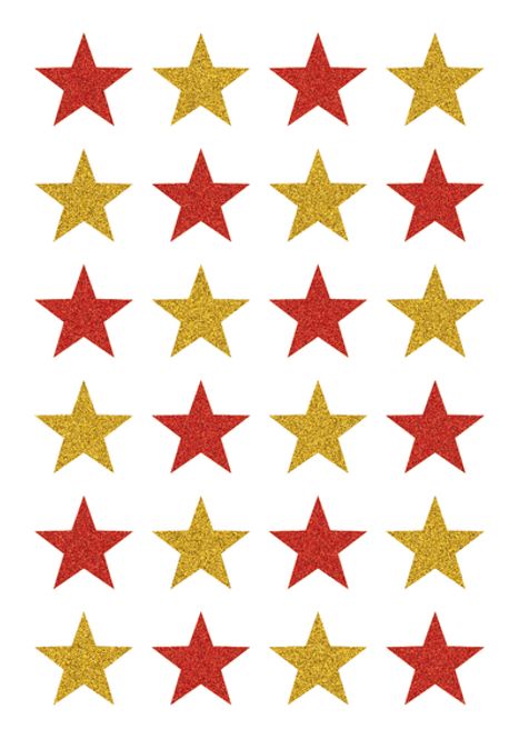 Hovedbilde MAGIC Stickers Stjerner i gull og rød, glitter, 1 ...