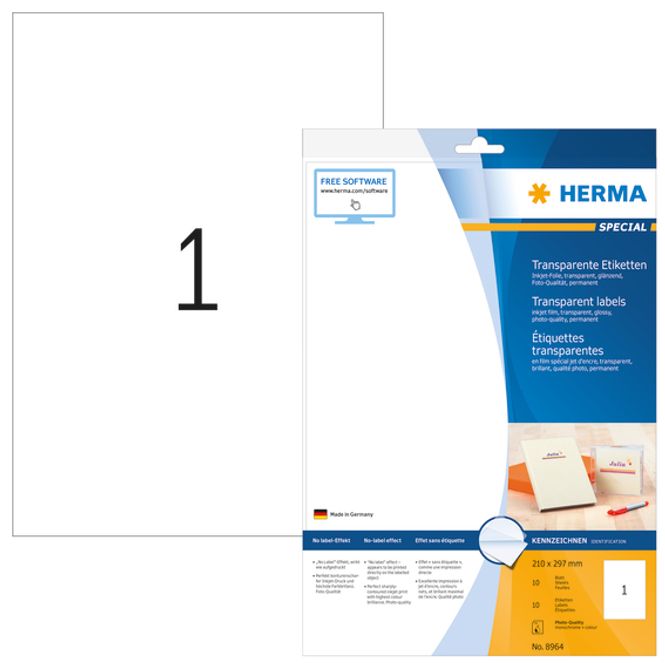 Hovedbilde InkPrint ark, A4, transparent glossy, 10 ark, ...