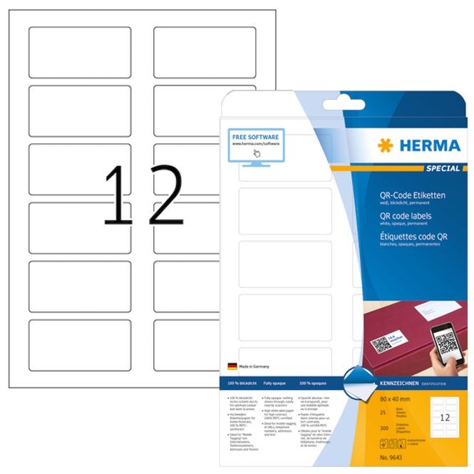 Hovedbilde SPECIAL QR-kode etiketter 80x40 mm, opak, 25 ark ...